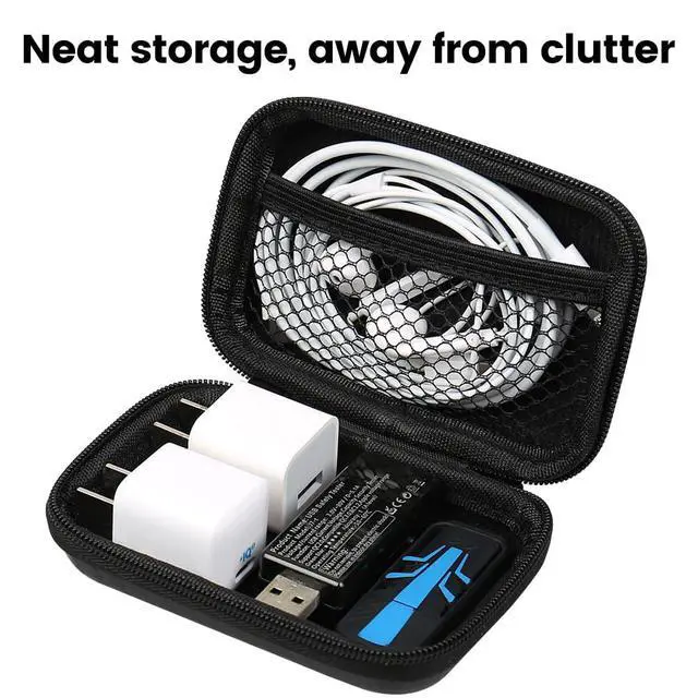 Alt view image 2 of 7 - Earbud Case, Earphone Carrying Case Holder Storage Mini Bag Headphone Small Pouch Cell Phone Accessories Organizer for EarPods Airpods Beats Flex Bose Wired Earbuds USB Cable Wall Charger