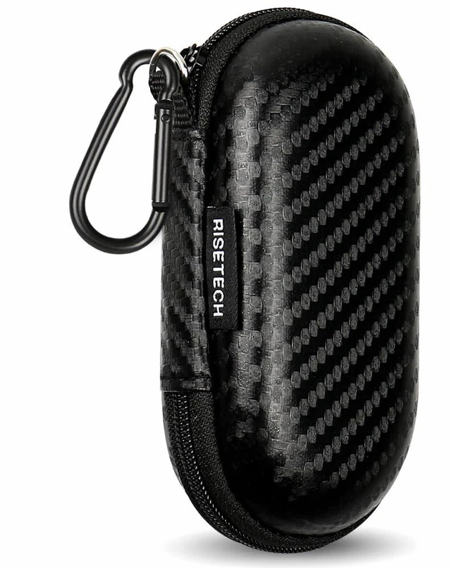 Main image of Earbud Case, Earphone Carrying Case Holder EVA Headphone Storage Bag Small Zipper Pouch Compatible for EarPods, AirPods, Beats Flex, Urbeats3, Bose Wireless Earbuds -with Carabiner