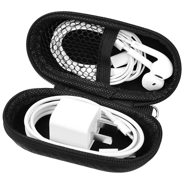 Alt view image 2 of 7 - Earbud Case, Earphone Carrying Case Holder EVA Headphone Storage Bag Small Zipper Pouch Compatible for EarPods, AirPods, Beats Flex, Urbeats3, Bose Wireless Earbuds -with Carabiner