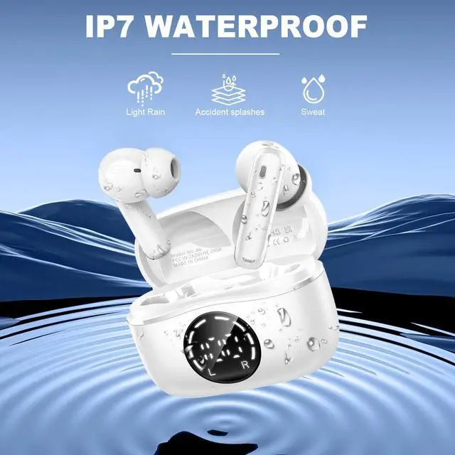 Alt view image 6 of 6 - Bluetooth 5.4 Headphones, 2025 Wireless Earbuds 3D Hi-Fi Stereo Bass Ear Buds, 4 ENC Noise Cancelling Mic, 3g USB-C in-Ear Earphone Sport, IP-X7 Waterproof Workout Gym for Android iOS Laptop Pad