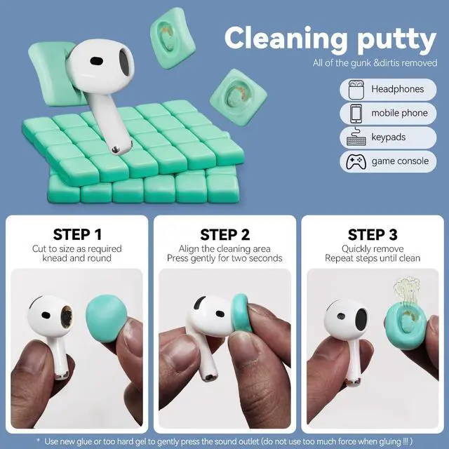 Alt view image 4 of 6 - for AirPods Cleaning Kit with Cleaner Pen&Cleaning Putt-Green | 48 Pack Multifunction Deep Cleaner Tool Headphones for Airpods Pro 4 3 2 1 Generation Phone Charging Port,Earbuds