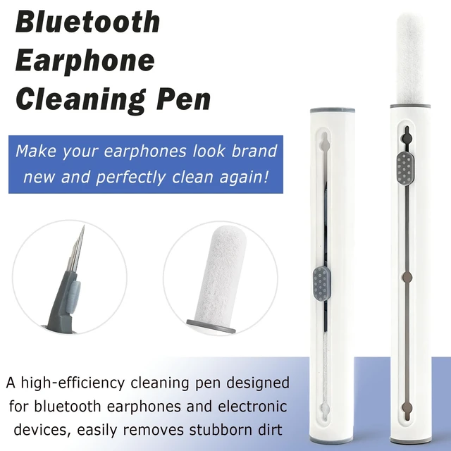 Alt view image 2 of 7 - 4-Piece Earbud Cleaning Kit for AirPods Pro 1/2/3 Multi-Function Cleaning Pen with Flocking Sponge, Brush & Metal Tip for Bluetooth Headsets & Charging Cases