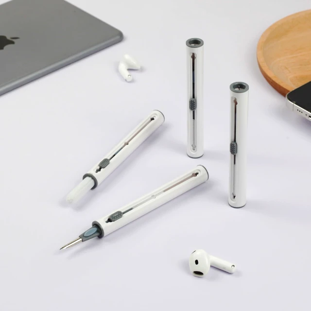 Alt view image 7 of 7 - 4-Piece Earbud Cleaning Kit for AirPods Pro 1/2/3 Multi-Function Cleaning Pen with Flocking Sponge, Brush & Metal Tip for Bluetooth Headsets & Charging Cases