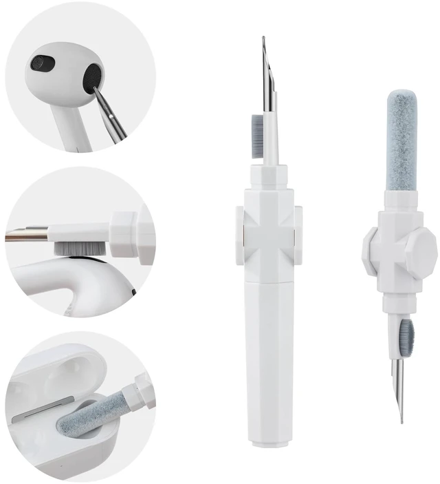 Main image of 360° Rotating Cleaner Kit for Airpods Pro 1 2 3 Multi-Function Cleaning Pen with Soft Brush Flocking Sponge for Bluetooth Earphones Case Cleaning Tools