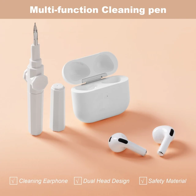 Alt view image 3 of 7 - 360° Rotating Cleaner Kit for Airpods Pro 1 2 3 Multi-Function Cleaning Pen with Soft Brush Flocking Sponge for Bluetooth Earphones Case Cleaning Tools