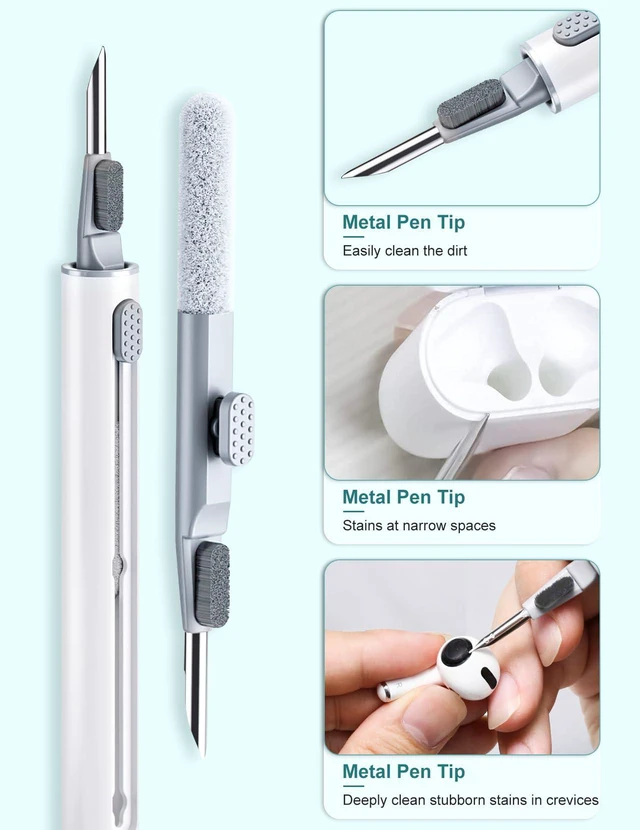 Alt view image 5 of 7 - 2 Pack Cleaner Kit for Airpods Pro 4 3 2 1, Multi-Function Cleaning Pen Tool with Soft Brush Flocking Sponge for Wireless Earbuds Bluetooth Headphone iPhone Electronics
