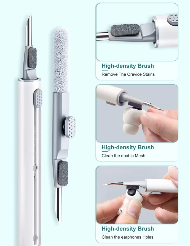 Alt view image 6 of 7 - 2 Pack Cleaner Kit for Airpods Pro 4 3 2 1, Multi-Function Cleaning Pen Tool with Soft Brush Flocking Sponge for Wireless Earbuds Bluetooth Headphone iPhone Electronics