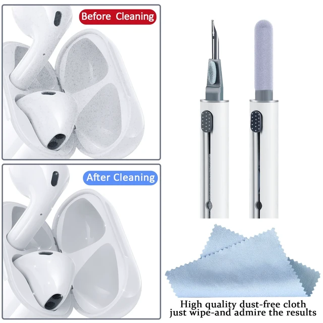 Alt view image 4 of 6 - Airpod Cleaner Kit, Earbud Cleaning Kit for Airpods Pro 1 2 3,Multi-Function Cleaning Pen with Soft Brush Flocking Sponge, Suitable for Bluetooth Headset, Charging Box, Mobile Phone,Earbud (1Pcs)