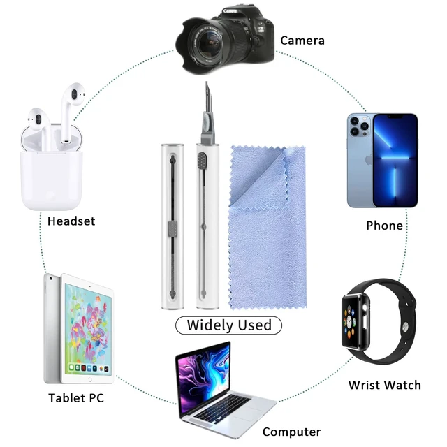 Alt view image 6 of 6 - Airpod Cleaner Kit, Earbud Cleaning Kit for Airpods Pro 1 2 3,Multi-Function Cleaning Pen with Soft Brush Flocking Sponge, Suitable for Bluetooth Headset, Charging Box, Mobile Phone,Earbud (1Pcs)