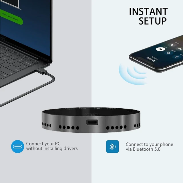 Alt view image 5 of 6 - Cykvis Conference Speaker and Microphone, Bluetooth Speakerphone for Small Meeting Room & Home OfficeWireless Conference Speaker 360°Voice Pick up with Noise Cancellation Mics for Computer/Laptop