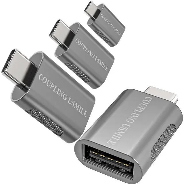 Main image of USB C to USB Adapter 4-Pack, 10Gbps High-Speed Type C to USB 3.0 Adapter with OTG, Compatible with MacBook/iPhone 17/16/15/14, iPad, Chromebook, Galaxy S25/S24 (Grey)