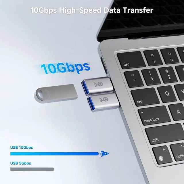 Alt view image 2 of 7 - Cable Matters 2-Pack 10Gbps USB C to USB Adapter, USBC Male to USBA Female | Fast Charging, High-Speed Data Transfer, Reversible USB-C Port, for iPhone 17/16, iPad Pro, Galaxy S23