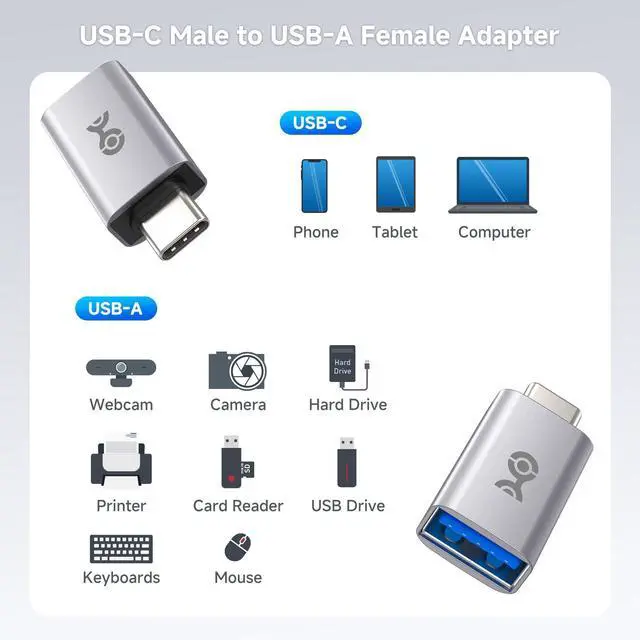 Alt view image 6 of 7 - Cable Matters 2-Pack 10Gbps USB C to USB Adapter, USBC Male to USBA Female | Fast Charging, High-Speed Data Transfer, Reversible USB-C Port, for iPhone 17/16, iPad Pro, Galaxy S23