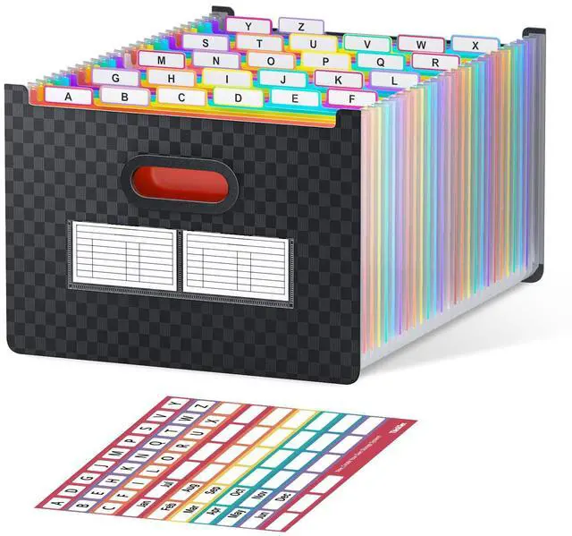 Main image of 26 Pockets Expanding File Folder, Upright & Open Top, A-Z Colorful Tabs, Larger Capacity Accordian Folder, Letter/A4 Size for School, Home and Office