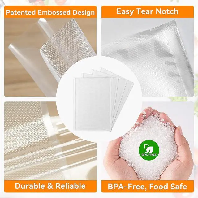 Alt view image 3 of 7 - Vacuum Sealer Bags 50 Count (8×12), Heavy-Duty BPA-Free Food Storage Bags, Puncture-Resistant, Freezer & Sous Vide Safe, Compatible with All Vacuum Sealers