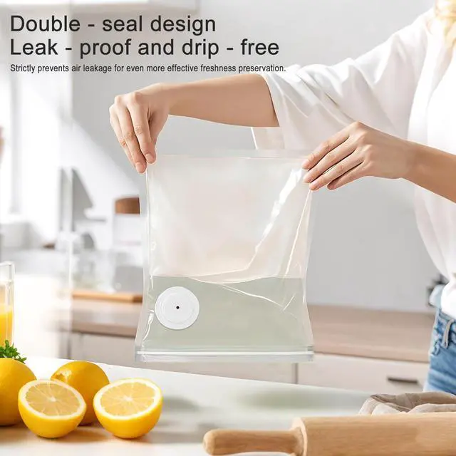 Alt view image 5 of 6 - Vacuum Zipper Bags 20Pcs (8.5 * 8.5in), BPA Free, Reusable Food Storage Bags with Air Valve for Sous Vide Cooking/Freezer/Microwave Heating, with 5 Seal Clips.