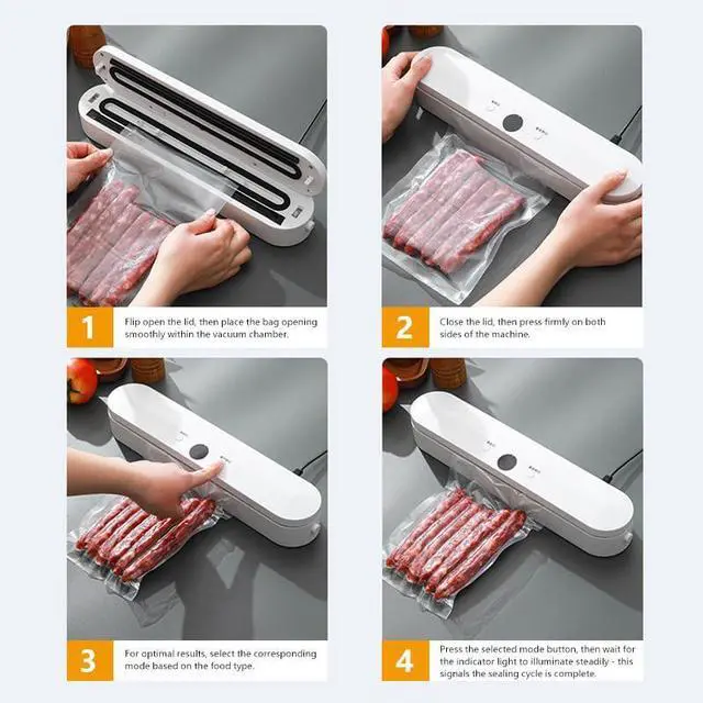 Alt view image 5 of 6 - Vacuum Sealer Machine for Food, Dry & Moist Mode, 60KPa Strong Suction, 22s Fast Sealing, Compact Automatic Sealing Machine, 11" Wide Seal Strip, Includes 10 Sealer Bags