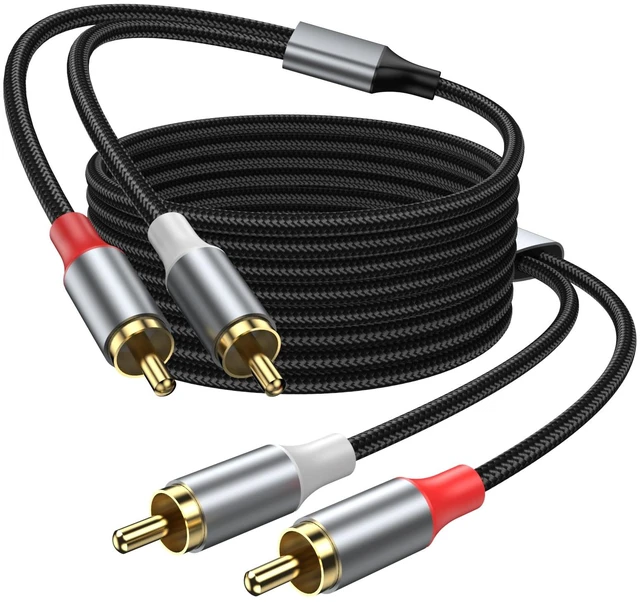 Main image of KAYQINHO Audio 2RCA to 2RCA Cable 33FT, 2RCA Male to 2RCA Male Stereo Audio Cable(Gold-Plated) for Home Theater Systems, Amplifier, Preamplifier, Active Speakers.