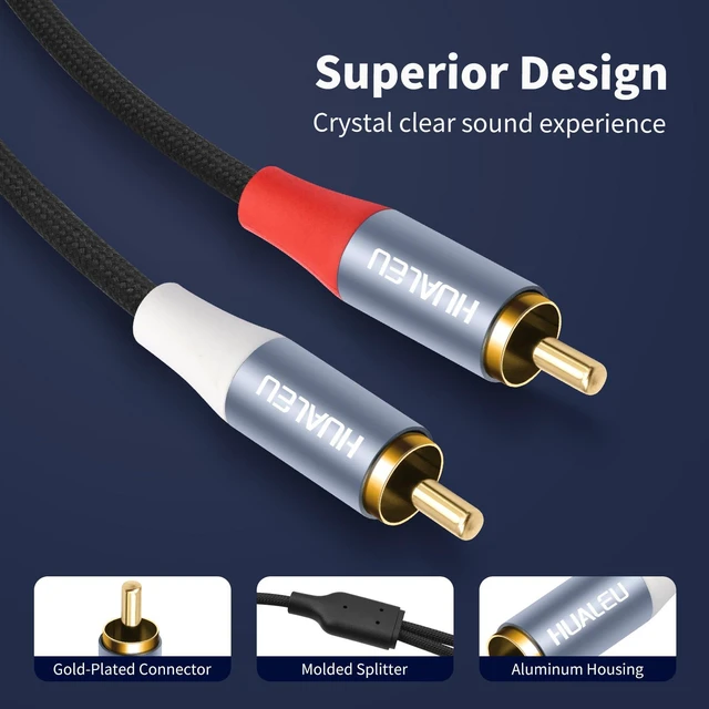 Alt view image 6 of 7 - 20FT 2 RCA M/M Stereo Audio Cable, Gold-Plated 2RCA Male to 2RCA Male Aluminum Shell Auxiliary Audio Cord-1Pack