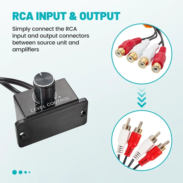 Alt view image 2 of 7 - Universal Car Amplifier RCA Level Controller, Car Audio Bass Control Knob, High Quality Sub Amp Volume Control Cable for Car, Motorcycle, Speakers, Home Theater