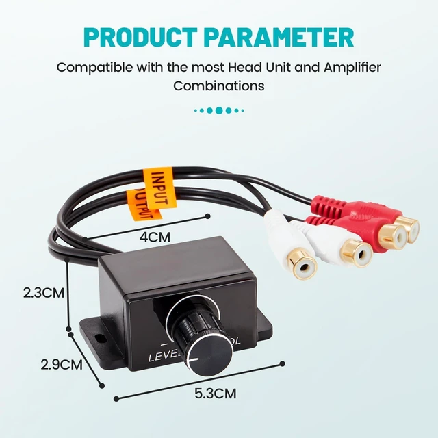 Alt view image 3 of 7 - Universal Car Amplifier RCA Level Controller, Car Audio Bass Control Knob, High Quality Sub Amp Volume Control Cable for Car, Motorcycle, Speakers, Home Theater