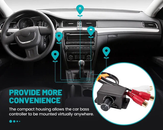 Alt view image 6 of 7 - Universal Car Amplifier RCA Level Controller, Car Audio Bass Control Knob, High Quality Sub Amp Volume Control Cable for Car, Motorcycle, Speakers, Home Theater
