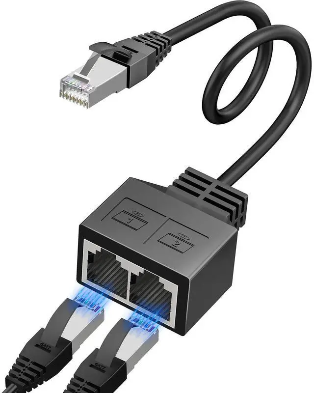 Main image of RJ45 1 Male to 2 x Female LAN Splitter Network Adapter Cable Suitable Super Cat5, Ethernet Splitter Cable Suitable Super Cat5e, Cat6, Cat7 Cat 8 LAN Ethernet Socket Connector Adapter