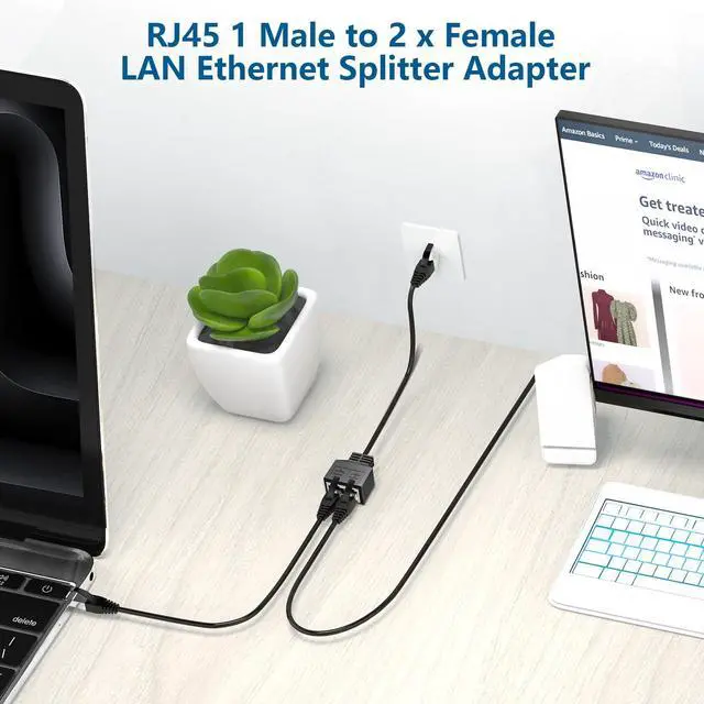 Alt view image 5 of 7 - RJ45 1 Male to 2 x Female LAN Splitter Network Adapter Cable Suitable Super Cat5, Ethernet Splitter Cable Suitable Super Cat5e, Cat6, Cat7 Cat 8 LAN Ethernet Socket Connector Adapter