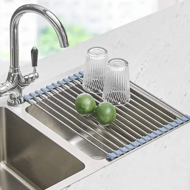Main image of Extra Large 20.5"x13.7" Roll Up Dish Drying Rack Over The Sink Dish Drainer for Kitchen Counter, Sink Drying Rack Drying Mat Folding Rack Kitchen Sink Organizer Home Essentials