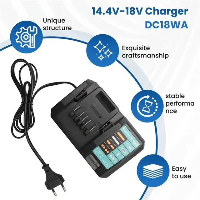Alt view image 3 of 3 - 14.4V-18V DC18WA For Maktec DC18SG DC1851 BL1813G BL1415G BL1815G BL1413G UH522D UM167D UR180D(EU Plug)