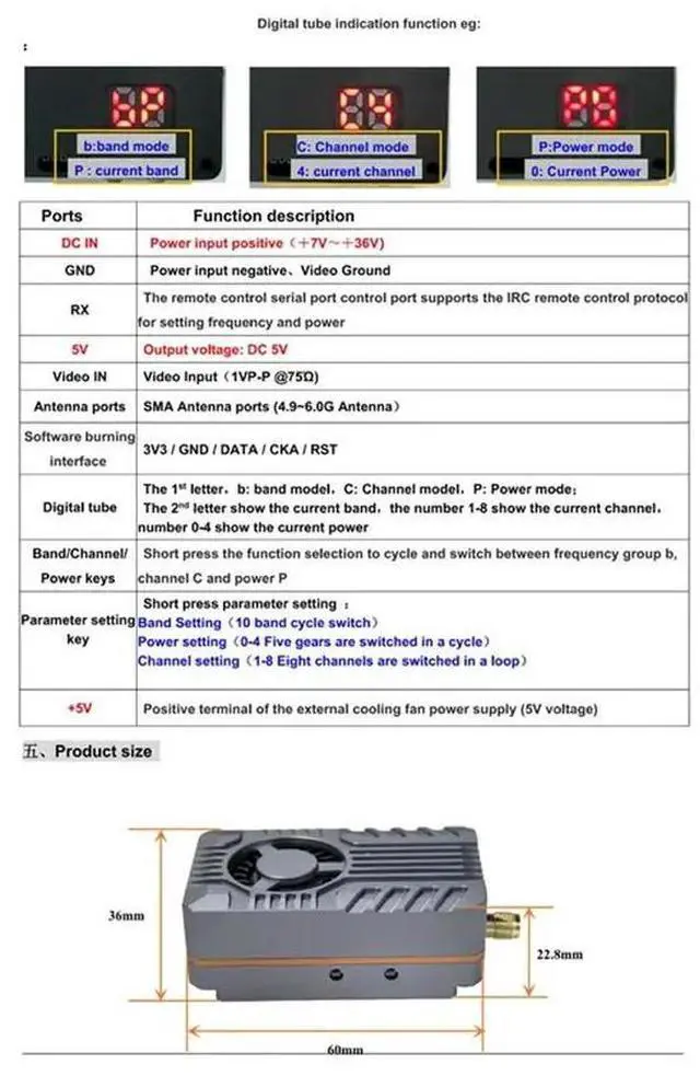 Alt view image 2 of 3 - OSD Adjustable Parameters 10W VTX 80CH 4.9-6.0Ghz Long-Range For FPV Video Transmitter For FPV