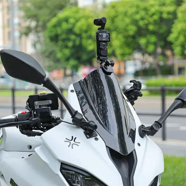 Alt view image 3 of 6 - Motorcycle Windshield Clip Aluminum Alloy Mount Motorbike Windscreen Clamp Mount Bike Windshield Camera Clip for Action 4
