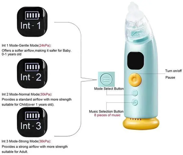 Alt view image 3 of 6 - Electric Nasal Aspirator Ear Pressure Reliever Relieve Ear Discomfort Caused Eustachian Ear Unclogger Khaki