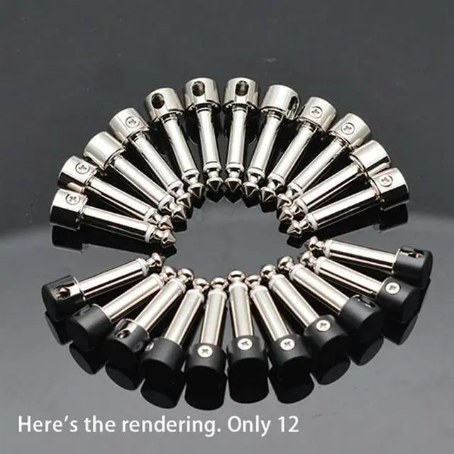 Alt view image 3 of 4 - MEOF 12Pcs DIY Strait Audio Solderless 6.35 Mono Plug Solder Free Plug Guitar Effect Connector Chrome Black