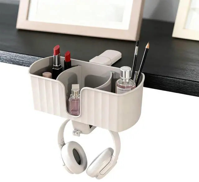 Alt view image 3 of 3 - 4 in 1 Clamp-On Detachable Pen Cup Holder with 2 Wire Holes Desktop Organizer for Cups Phones Pens Desktop Accessories