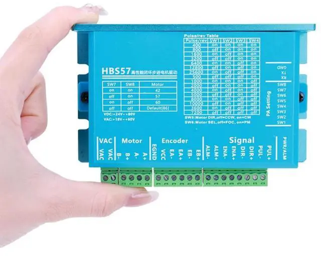 Main image of HBS57 Stepper Motor Driver 0-200kHz Hybrid Servo Driver AC20-80V/DC24-70V Encoder 1000 Lines for Nema23/Nema24 Stepper Motor