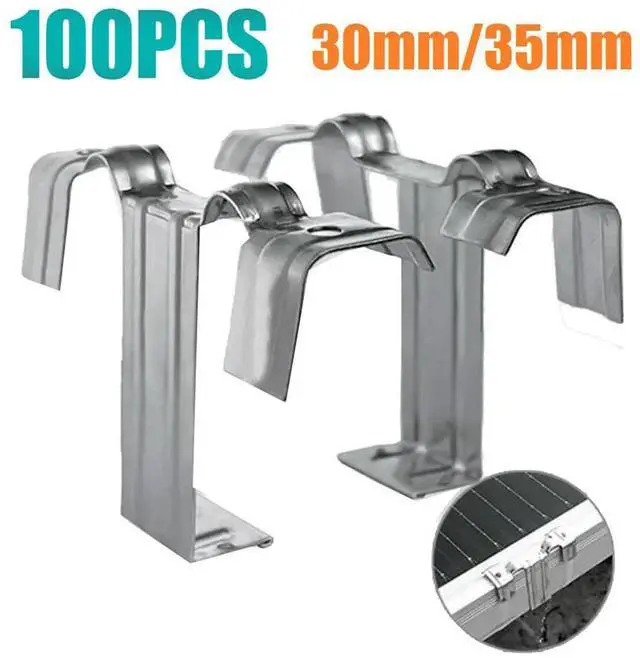 Main image of MEOF 100PCS 35Mm Solar Panel Photovoltaic Water Guide Clip Stainless Steel Deflector Mud Drain Button Water Redirection Clips