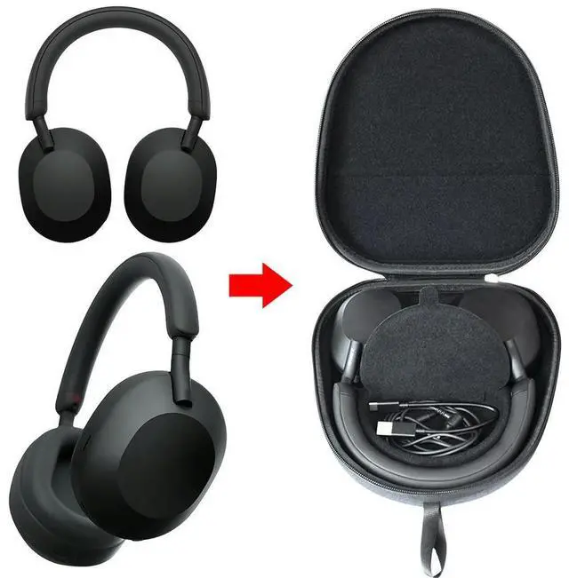 Alt view image 3 of 3 - For WH1000XM5 Earphone Hard Carrying Case Bag Travel EVA Protective Case for WH-1000XM5 Headphones
