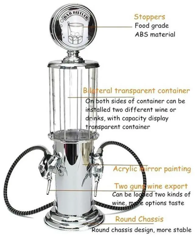 Alt view image 3 of 3 - Wine Gas Station Cocktail Dispenser Drinks Bartending Beer hine Double Pumps Liquor Dispenser