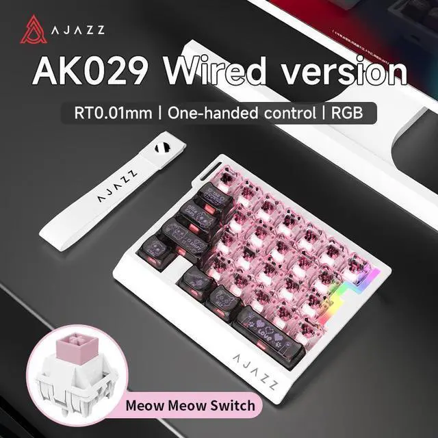 Main image of AJAZZ AK029 One Handed Gaming Keyboard, 8Khz Polling, 29 Keys Rapid Fast Wired Keyboard, SOCD & DKS, Magnetic Switch, Adjustable Actuation, RGB Backlits, Aluminum Plate