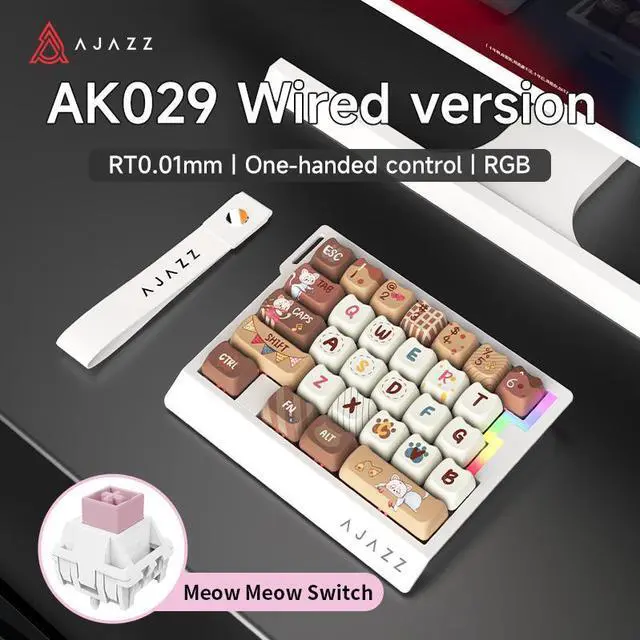 Main image of AJAZZ AK029 One Handed Gaming Keyboard, 8Khz Polling, 29 Keys Rapid Fast Wired Keyboard, SOCD & DKS, Magnetic Switch, Adjustable Actuation, RGB Backlits, Aluminum Plate