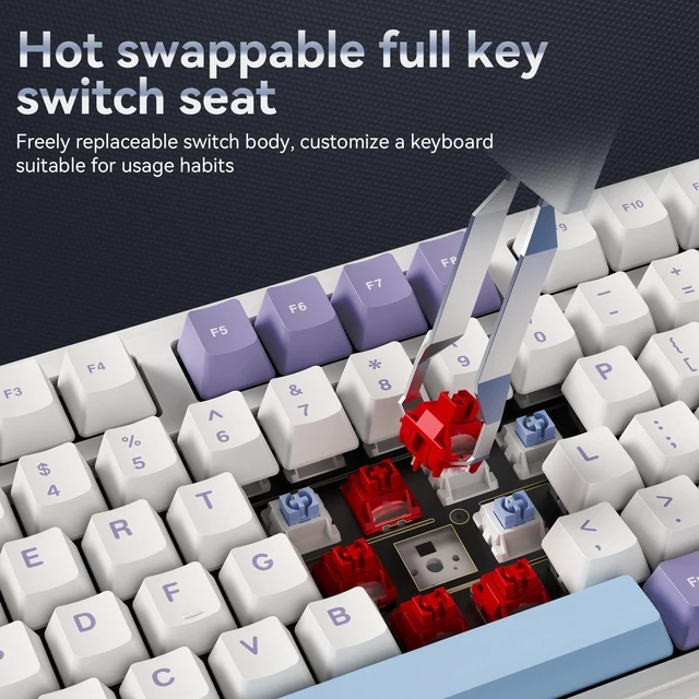 Alt view image 6 of 7 - AJAZZ AK980 V2 Mechanical Gaming Keyboard with Display Screen, 10000mAh Battery, 98% Wireless Keyboard with BT/USB-C/2.4GHz, Hot Swappable, Linear Switch, Knob, RGB for Win/Mac