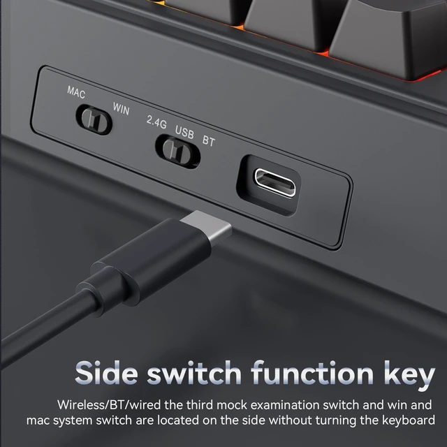 Alt view image 7 of 7 - AJAZZ AK980 V2 Mechanical Gaming Keyboard with Display Screen, 10000mAh Battery, 98% Wireless Keyboard with BT/USB-C/2.4GHz, Hot Swappable, Linear Switch, Knob, RGB for Win/Mac