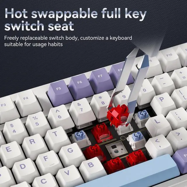 Alt view image 7 of 7 - AJAZZ AK980 V2 Mechanical Gaming Keyboard with Display Screen, 10000mAh Battery, 98% Wireless Keyboard with BT/USB-C/2.4GHz, Hot Swappable, Linear Switch, Knob, RGB for Win/Mac
