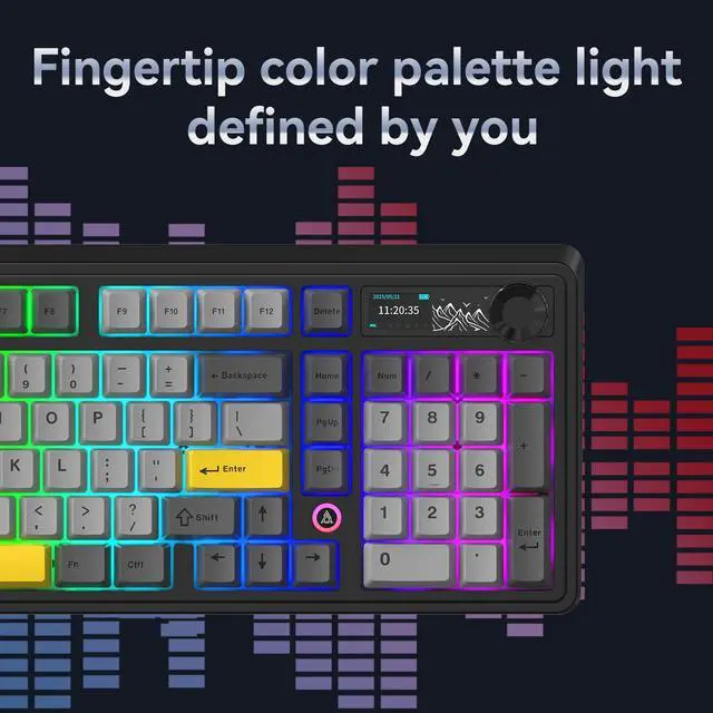 Alt view image 7 of 7 - AJAZZ AK980 V2 Mechanical Gaming Keyboard with Display Screen, 10000mAh Battery, 98% Wireless Keyboard with BT/USB-C/2.4GHz, Hot Swappable, Linear Switch, Knob, RGB for Win/Mac