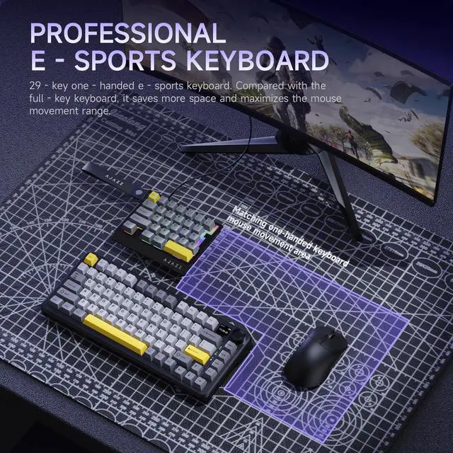 Alt view image 6 of 7 - AJAZZ AK029 One Handed Gaming Keyboard, 8Khz Polling, 29 Keys Rapid Fast Wired Keyboard, SOCD & DKS, Magnetic Switch, Adjustable Actuation, RGB Backlits, Aluminum Plate