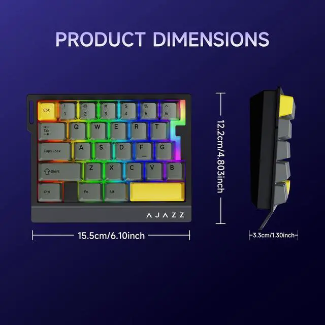 Alt view image 7 of 7 - AJAZZ AK029 One Handed Gaming Keyboard, 8Khz Polling, 29 Keys Rapid Fast Wired Keyboard, SOCD & DKS, Magnetic Switch, Adjustable Actuation, RGB Backlits, Aluminum Plate