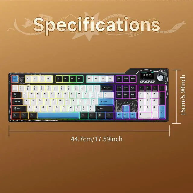 Alt view image 6 of 7 - Ajazz AK35I V4 Customizable Wireless Gaming Mechanical Keyboard, Wired/Wireless 2.4G/BT, Gasket Structure, 10000mAh Battery, Full-Color RGB, 1.14-inch Color Screen, Knob, Multi-Function Keys.
