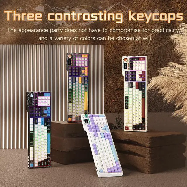 Alt view image 3 of 7 - Ajazz AK35I V4 Customizable Wireless Gaming Mechanical Keyboard, Wired/Wireless 2.4G/BT, Gasket Structure, 10000mAh Battery, Full-Color RGB, 1.14-inch Color Screen, Knob, Multi-Function Keys.