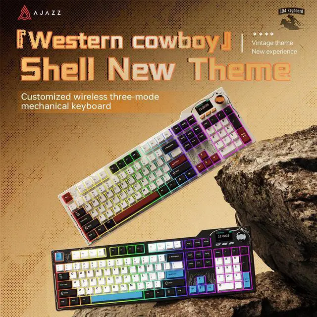 Alt view image 2 of 7 - Ajazz AK35I V4 Customizable Wireless Gaming Mechanical Keyboard, Wired/Wireless 2.4G/BT, Gasket Structure, 10000mAh Battery, Full-Color RGB, 1.14-inch Color Screen, Knob, Multi-Function Keys.